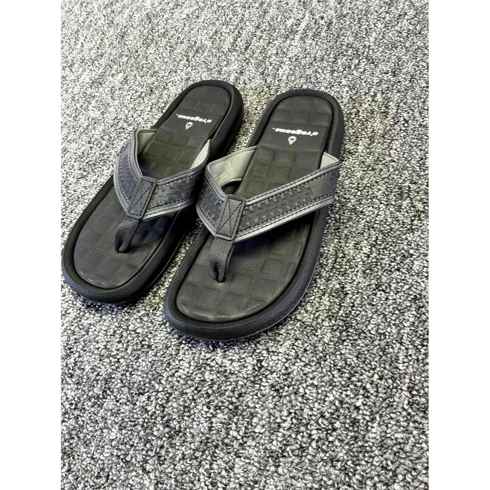 O'rageous Boys Size US 6 Sandals Gray Black Slip On Flip Flops Thong Casual